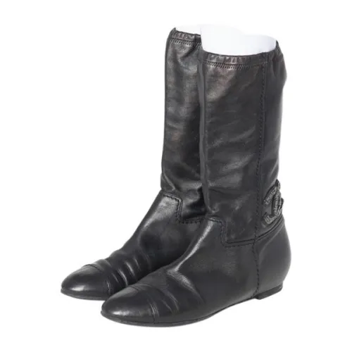 Chanel Embellished CC Flat Boots
