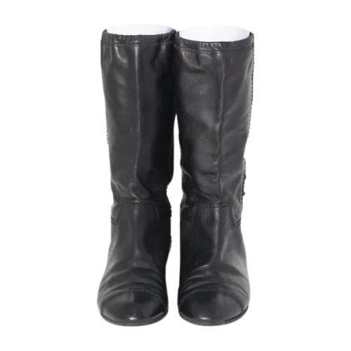 Chanel Embellished CC Flat Boots