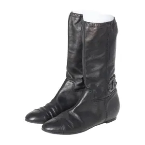 Chanel Embellished CC Flat Boots