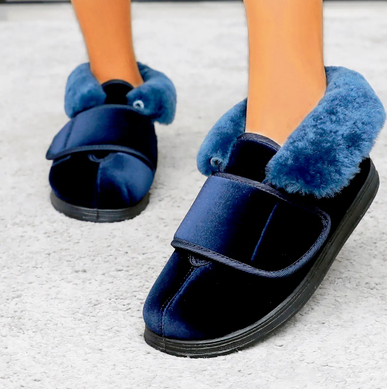 Cilool Wool Upper Adjustable Velcro Easy Wear Shoes - NW6028