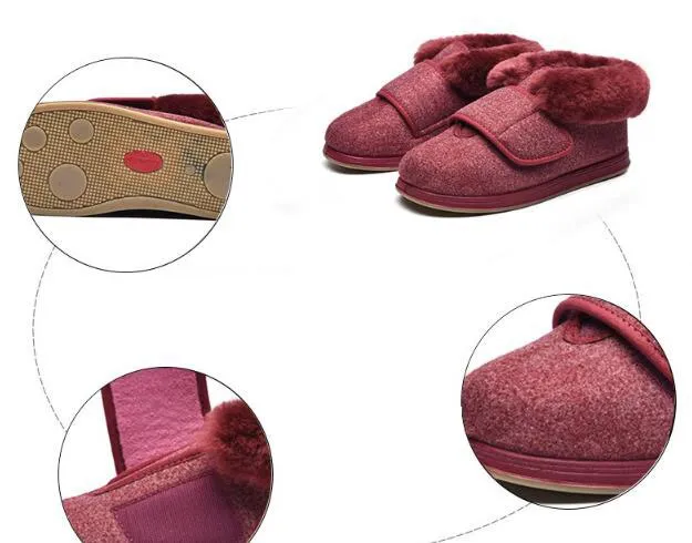 Cilool Wool Upper Adjustable Velcro Easy Wear Shoes - NW6028