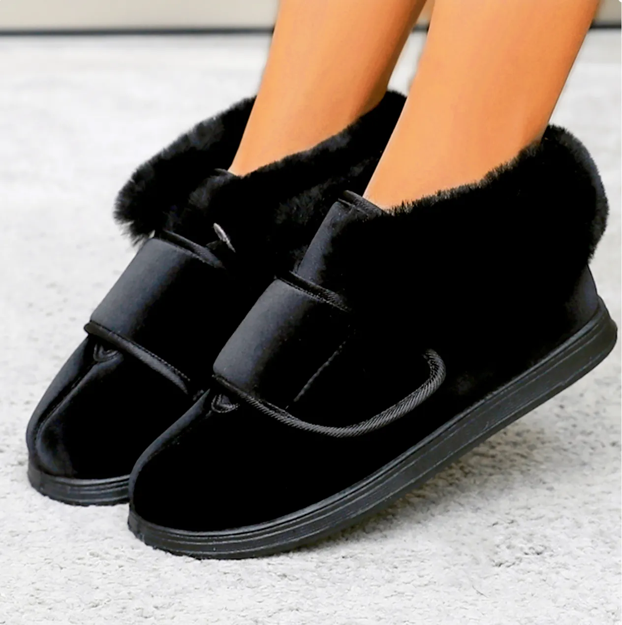Cilool Wool Upper Adjustable Velcro Easy Wear Shoes - NW6028