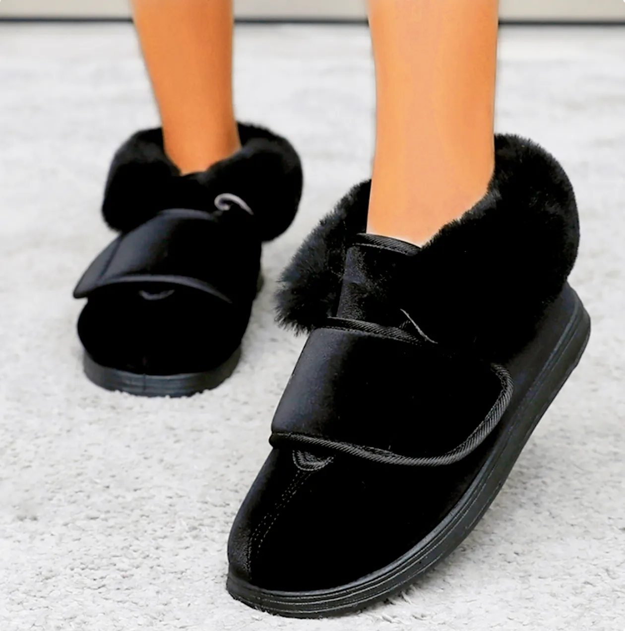 Cilool Wool Upper Adjustable Velcro Easy Wear Shoes - NW6028