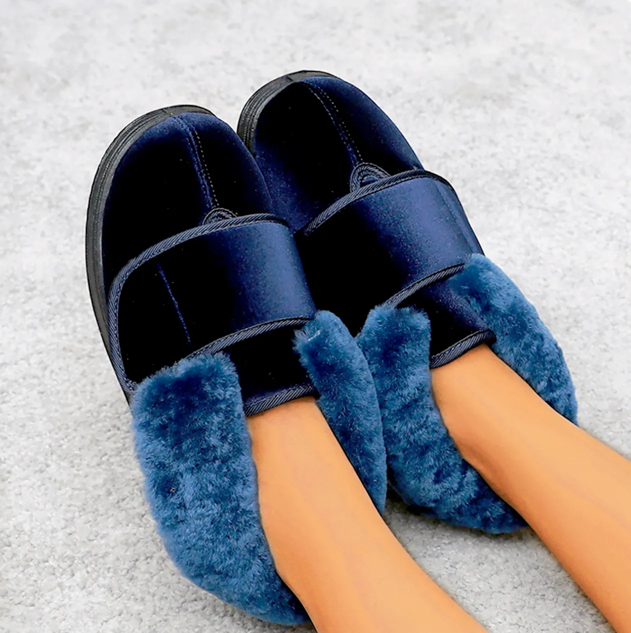 Cilool Wool Upper Adjustable Velcro Easy Wear Shoes - NW6028