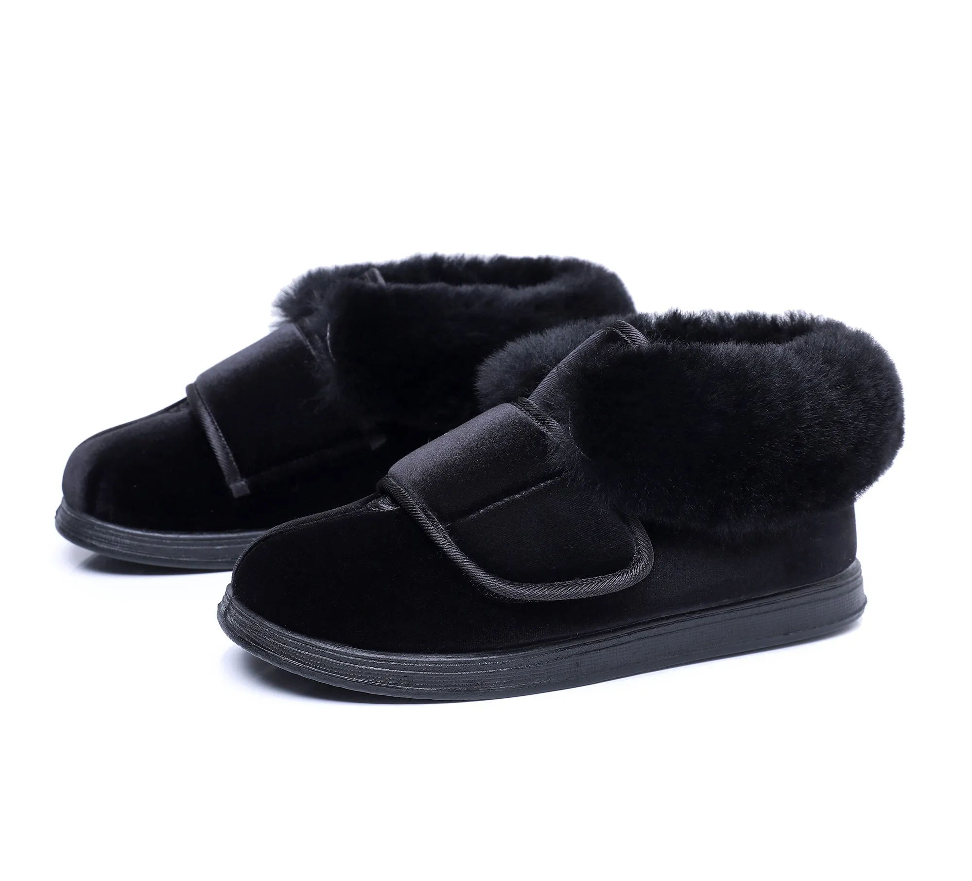 Cilool Wool Upper Adjustable Velcro Easy Wear Shoes - NW6028