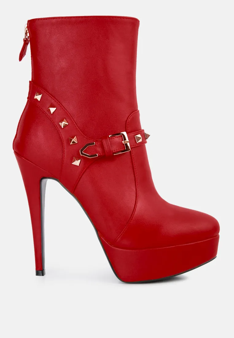 Dejang metal stud embellished faux leather ankle boot