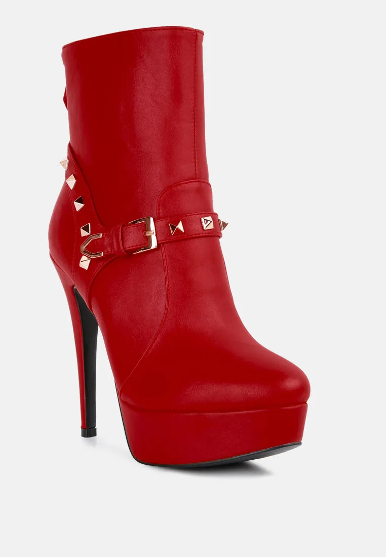 Dejang metal stud embellished faux leather ankle boot
