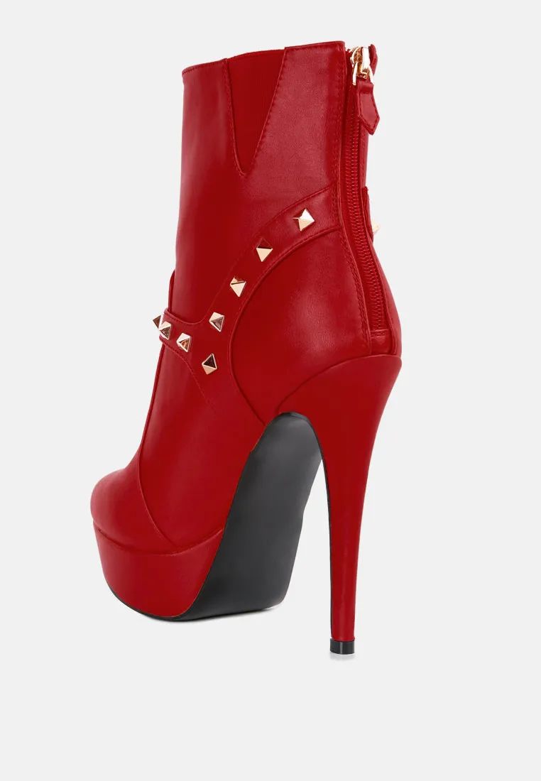 Dejang metal stud embellished faux leather ankle boot