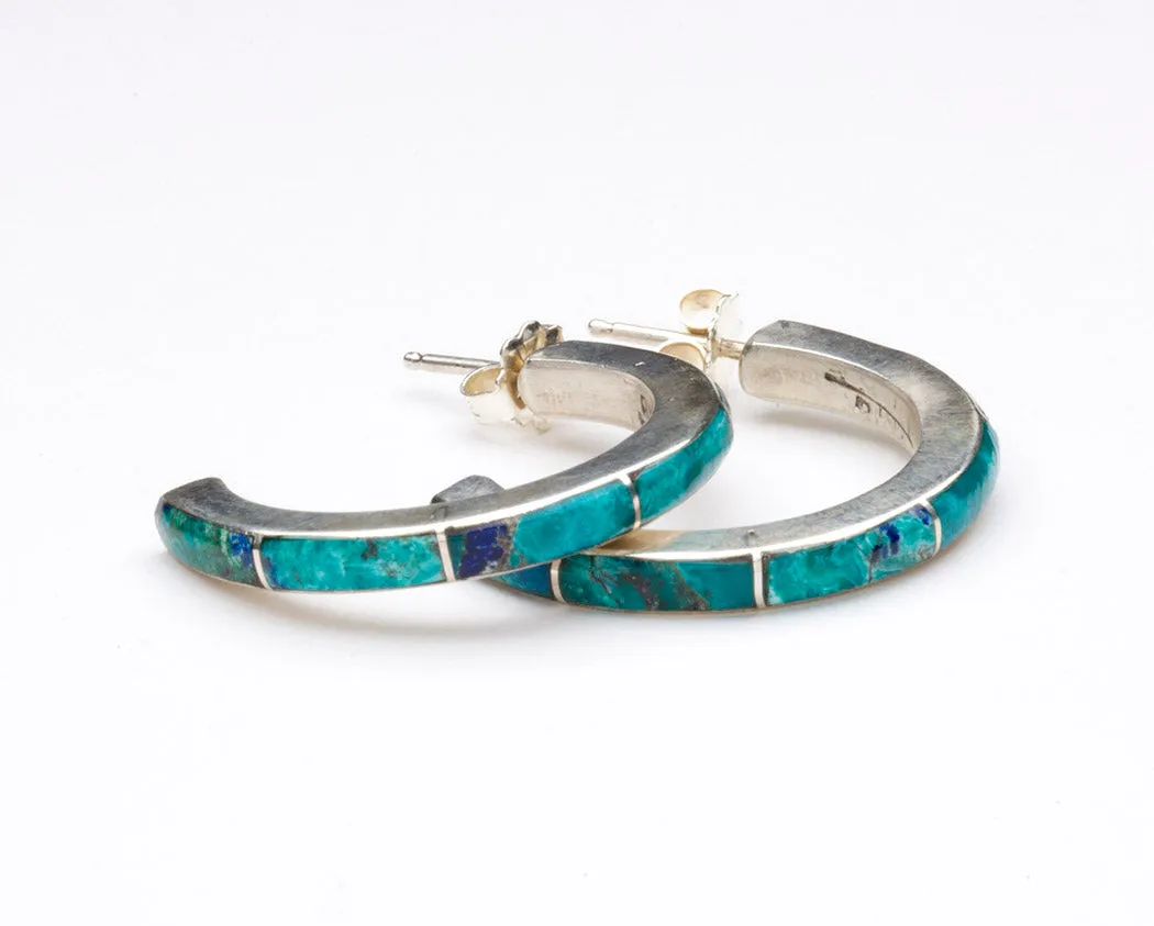 Easy To Wear Half-Hoop Earrings Of Azurite