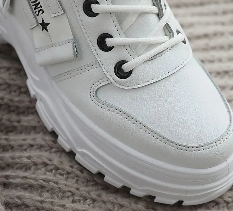 Fleece Lace-up Boots Winter Warm Short Plush High-top Shoes