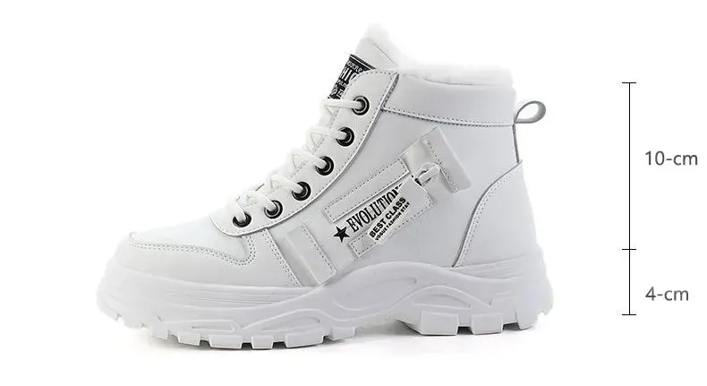 Fleece Lace-up Boots Winter Warm Short Plush High-top Shoes