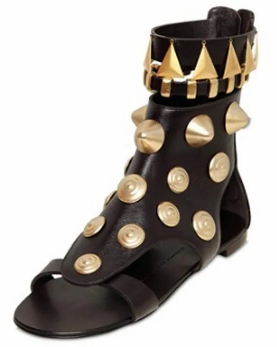 Gold Stud Embellished Gladiator Sandals