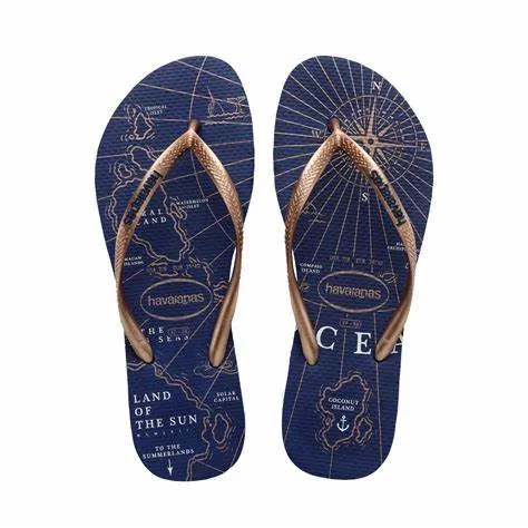 Havaianas Navy Map Slim Flip Flops