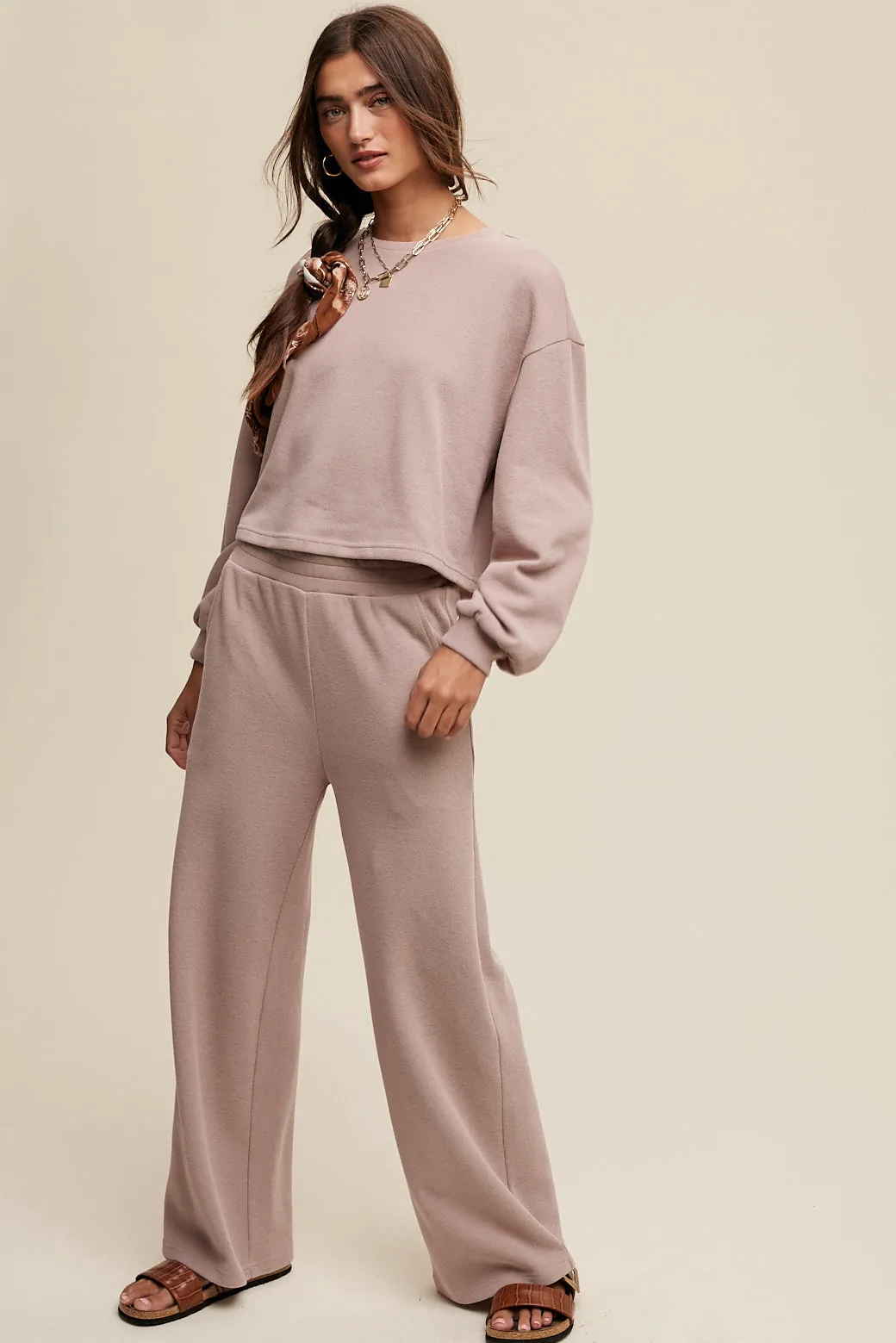 Knit Sweat Top and Pants Athleisure Lounge Set