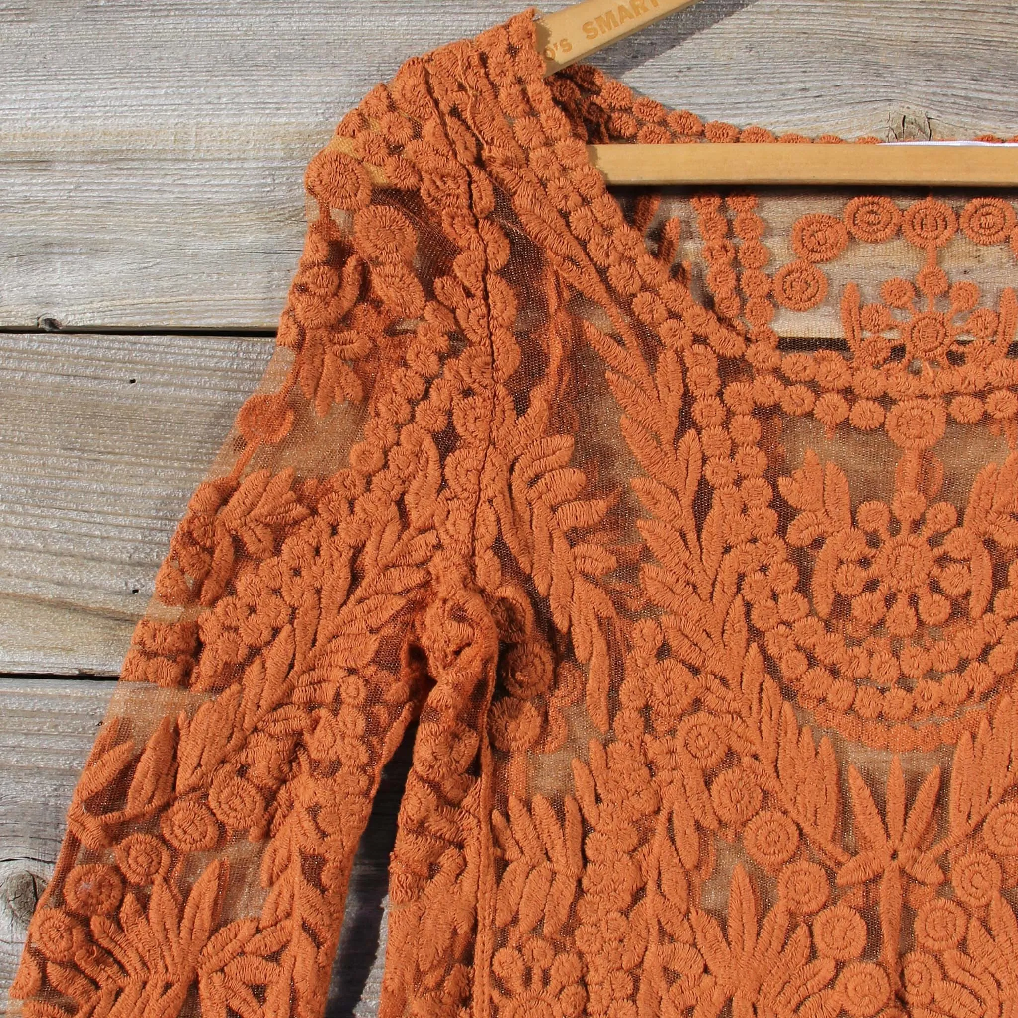 Laced in Snow Blouse in Rust