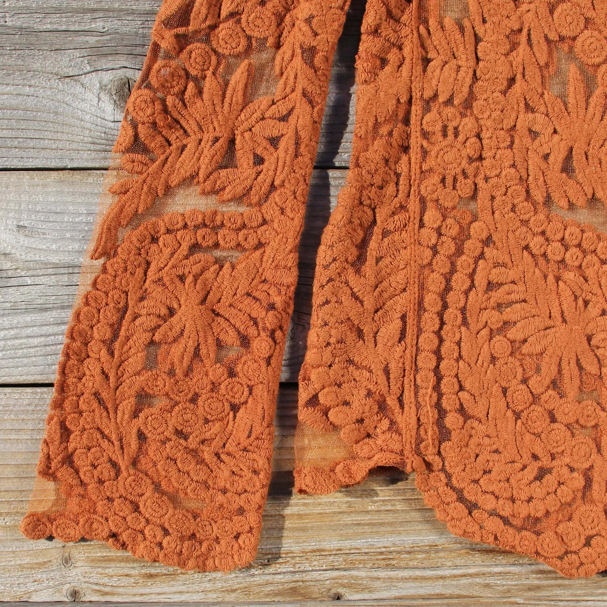 Laced in Snow Blouse in Rust