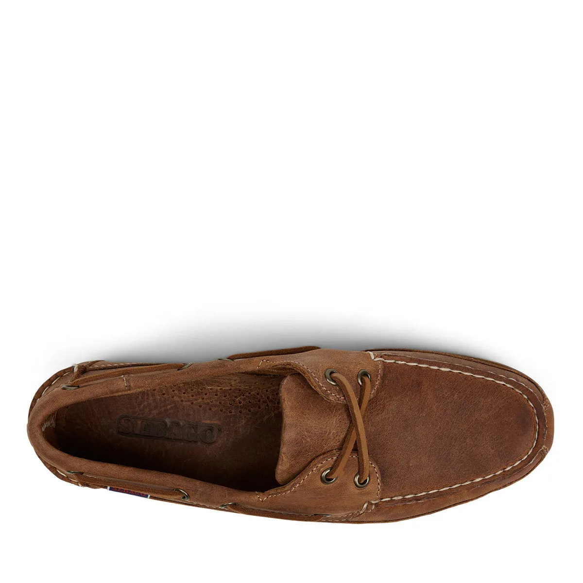 Sebago Men's 7002JQO Schooner Crazy Horse Leather Boat Shoes Brown Tan