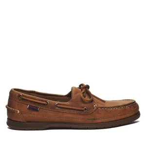 Sebago Men's 7002JQO Schooner Crazy Horse Leather Boat Shoes Brown Tan