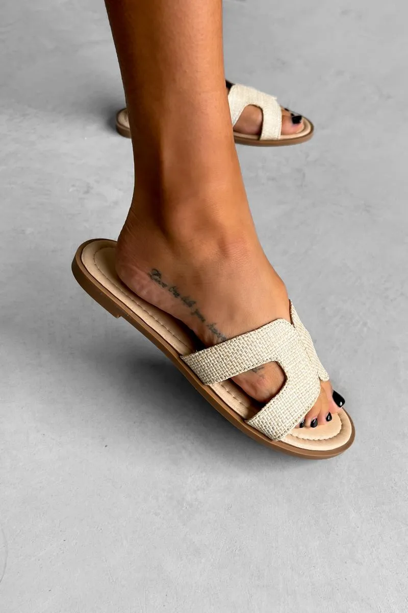 SIENNA Gladiator Slider Sandals - Beige