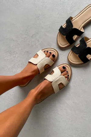 SIENNA Gladiator Slider Sandals - Beige