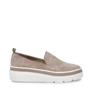 Steve Madden Ayden Taupe Suede Fashion Slip On Platform Wedge Sneakers