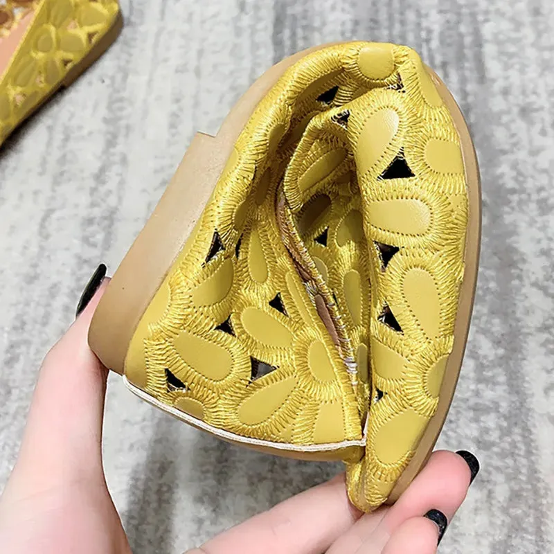 Womens Paris Slip-On Foldable Leather Flats Loafers