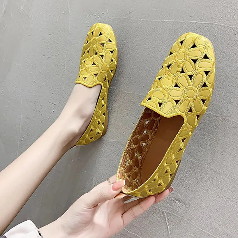 Womens Paris Slip-On Foldable Leather Flats Loafers
